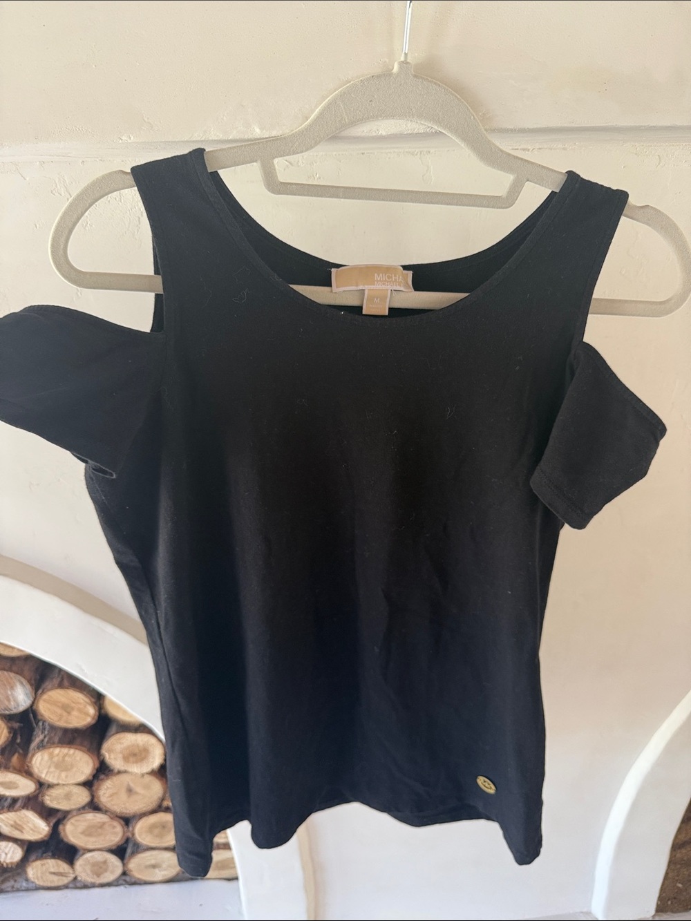 Michael Kors Black Cold-Shoulder Women's Cutout Top